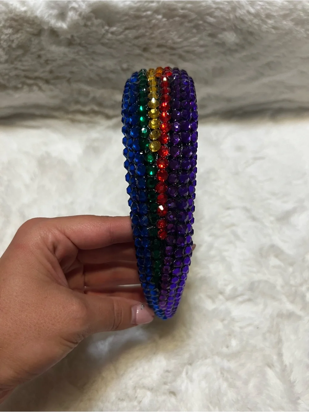 Rainbow Rhinestone Velvet Headband
